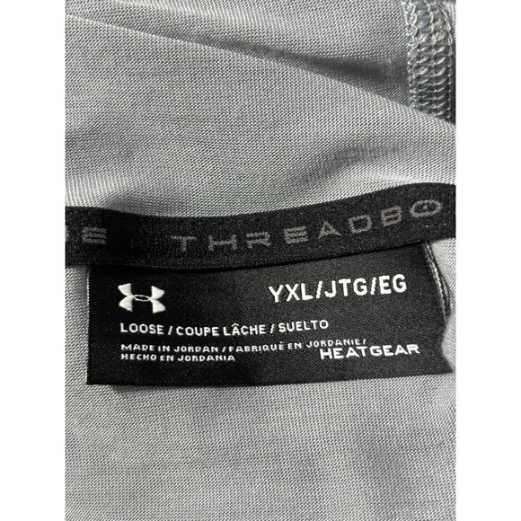 Under Armour Youth XL Loose Fit Gray HeatGear Hoodie Jacket With Patterned Sleev - Picture 4 of 5